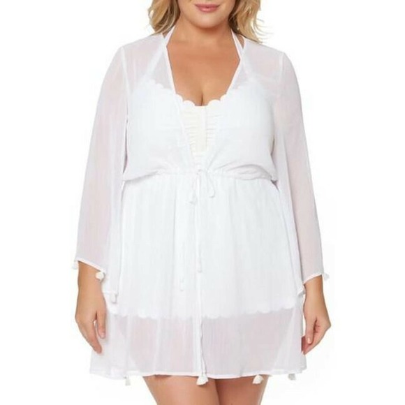 Jessica Simpson plus size white chiffon cover up kimono size 1X - Picture 1 of 4
